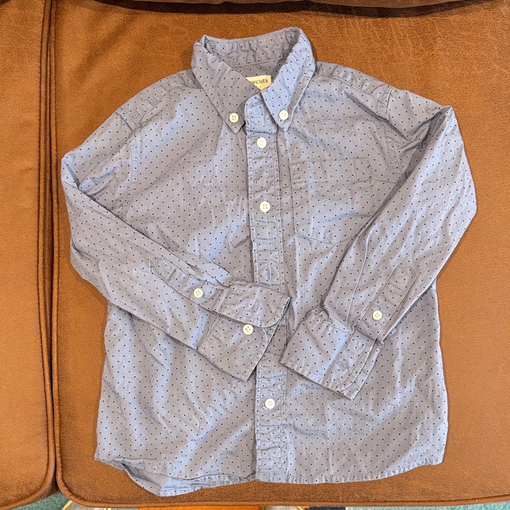 Crewcuts Blue Polka Dot Button Down Shirt